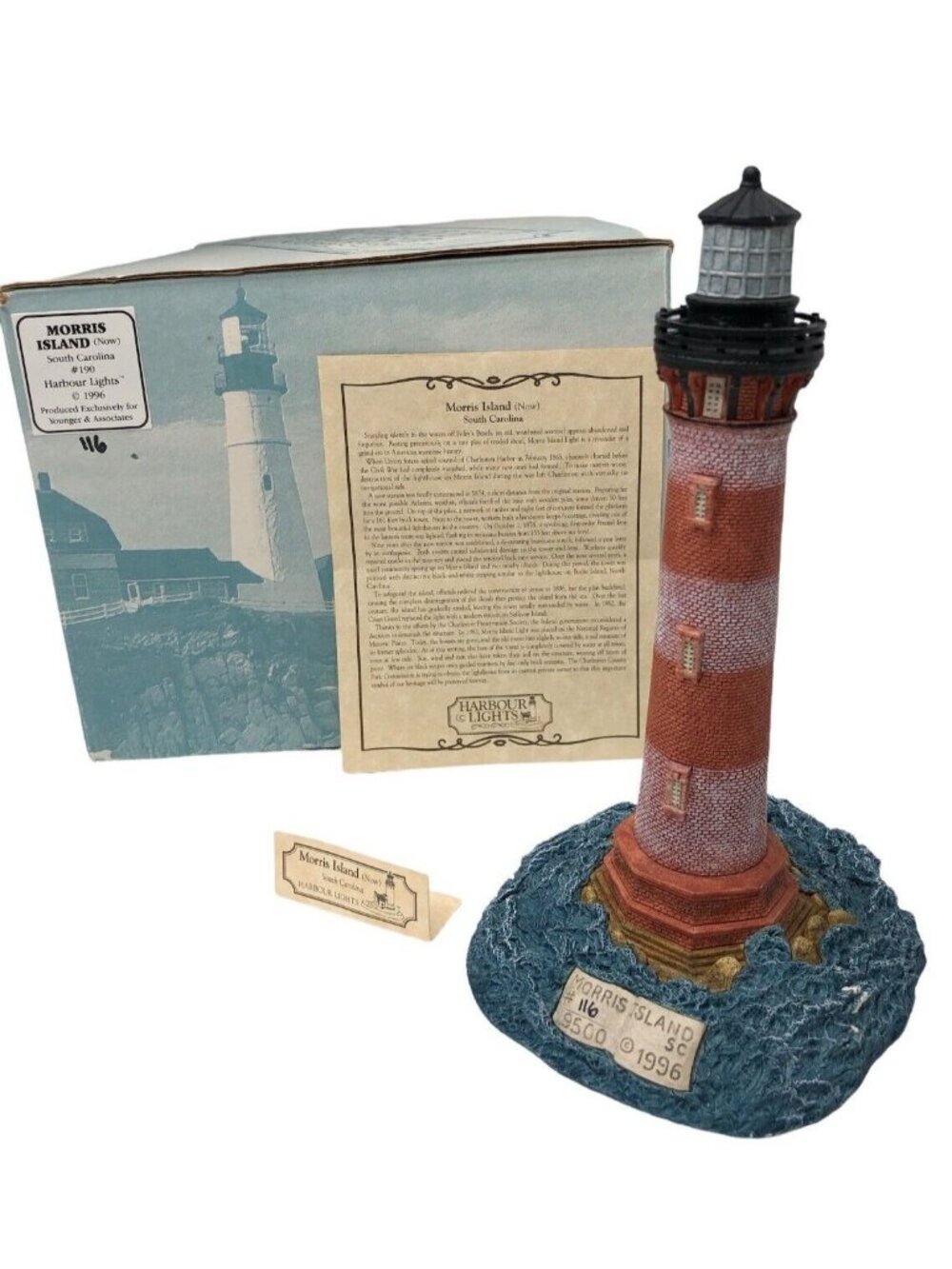 Harbour Lights Morris Island South Carolina Now 190 1996 COA ID Box 116/9500 Lig